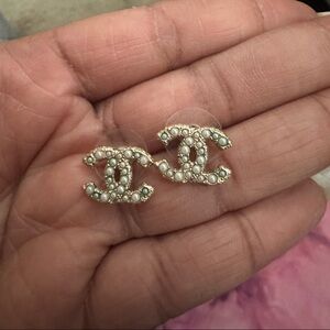 Chanel CC pearl earrings